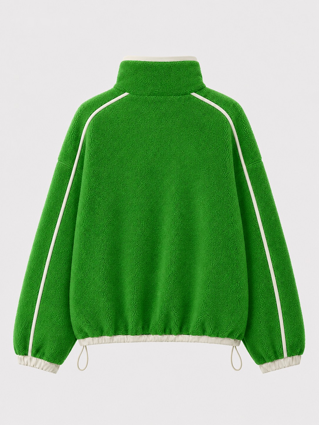 Grass Green and Cream Colour-Block Fleece Jumper, image 3