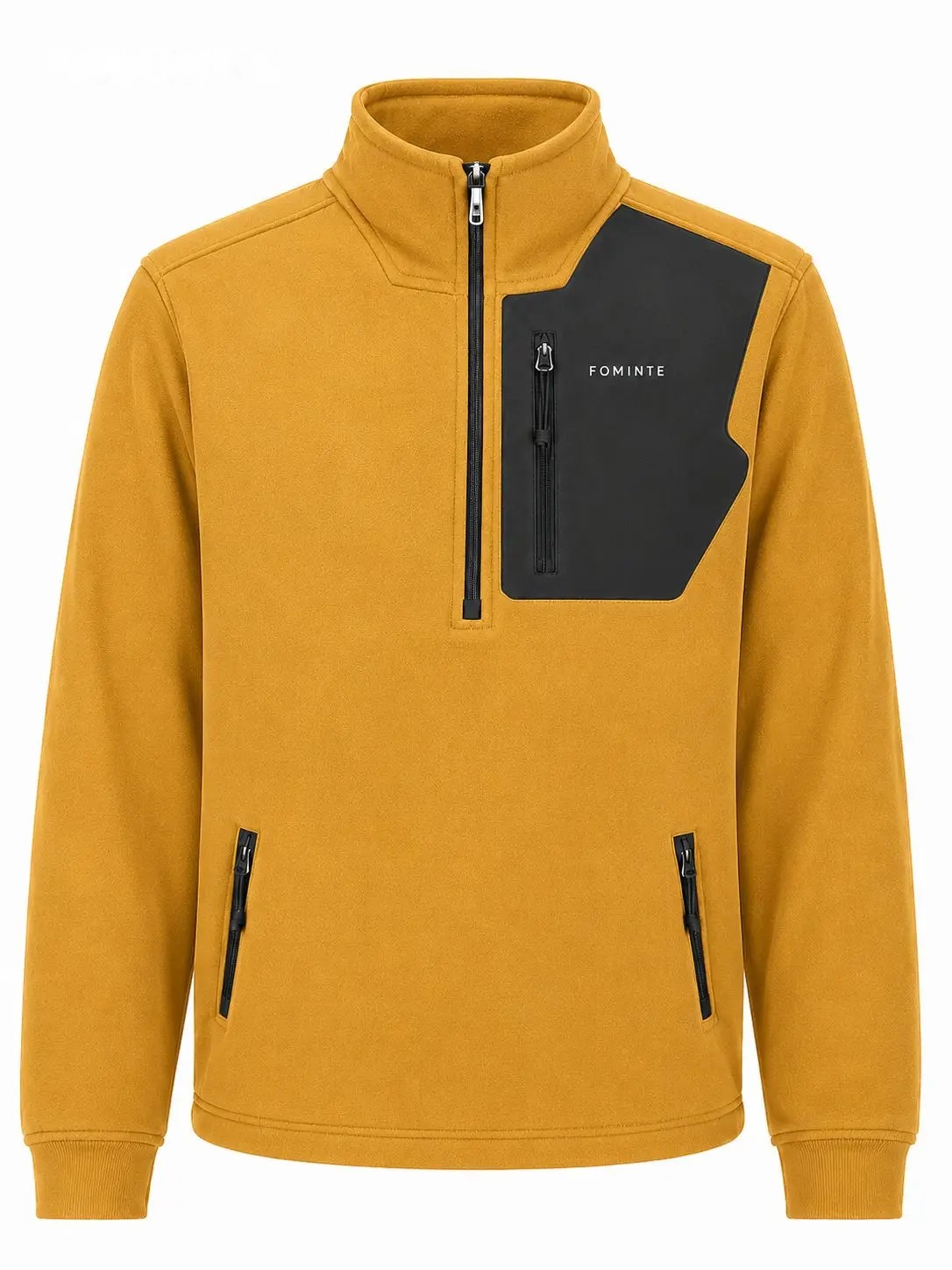 Ginger Yellow Stand-Collar Hiking Fleece Sweatshirt