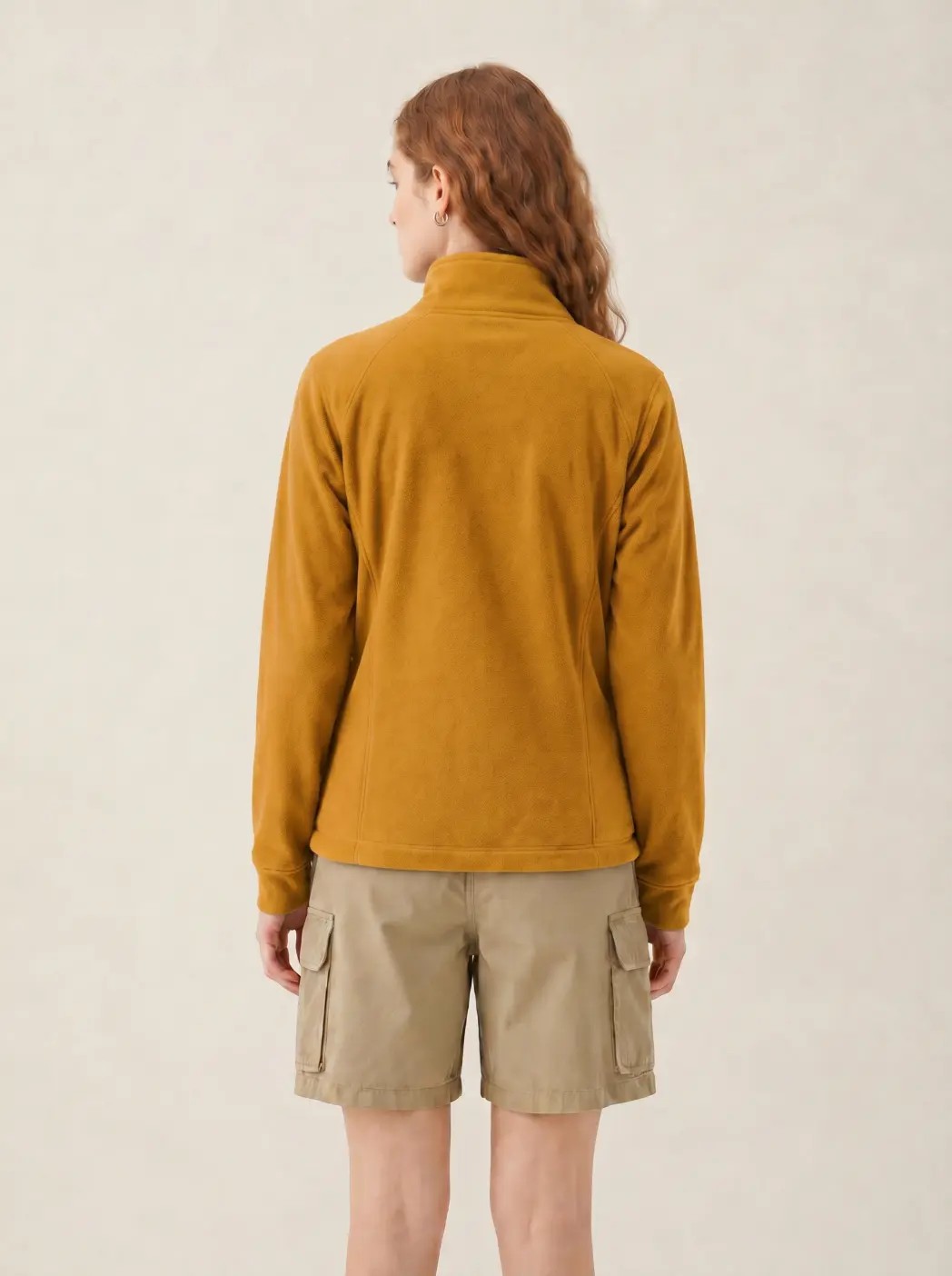 Ginger Yellow Stand-Collar Hiking Fleece Sweatshirt, image 6