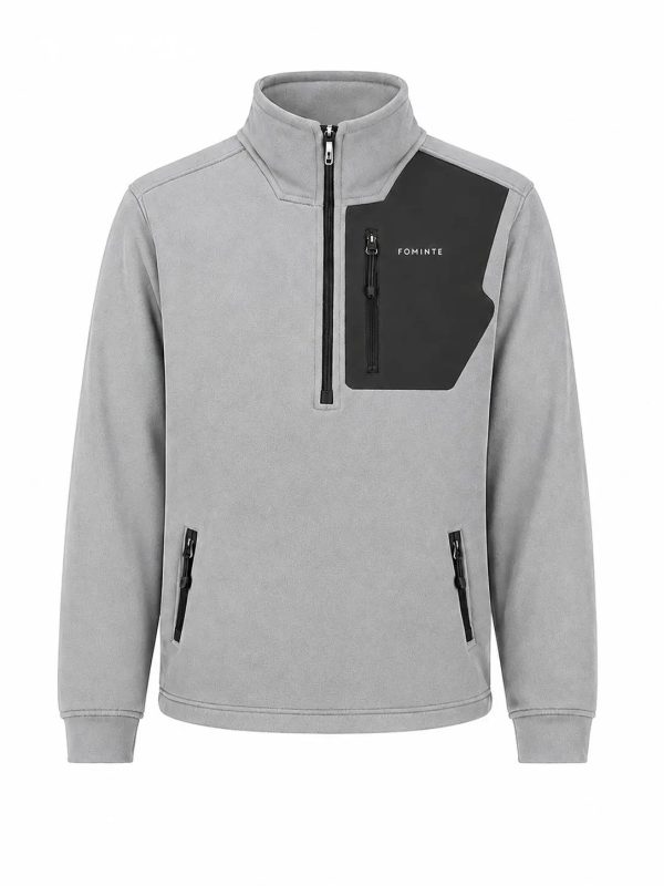 Sudadera polar de senderismo con cuello alto gris