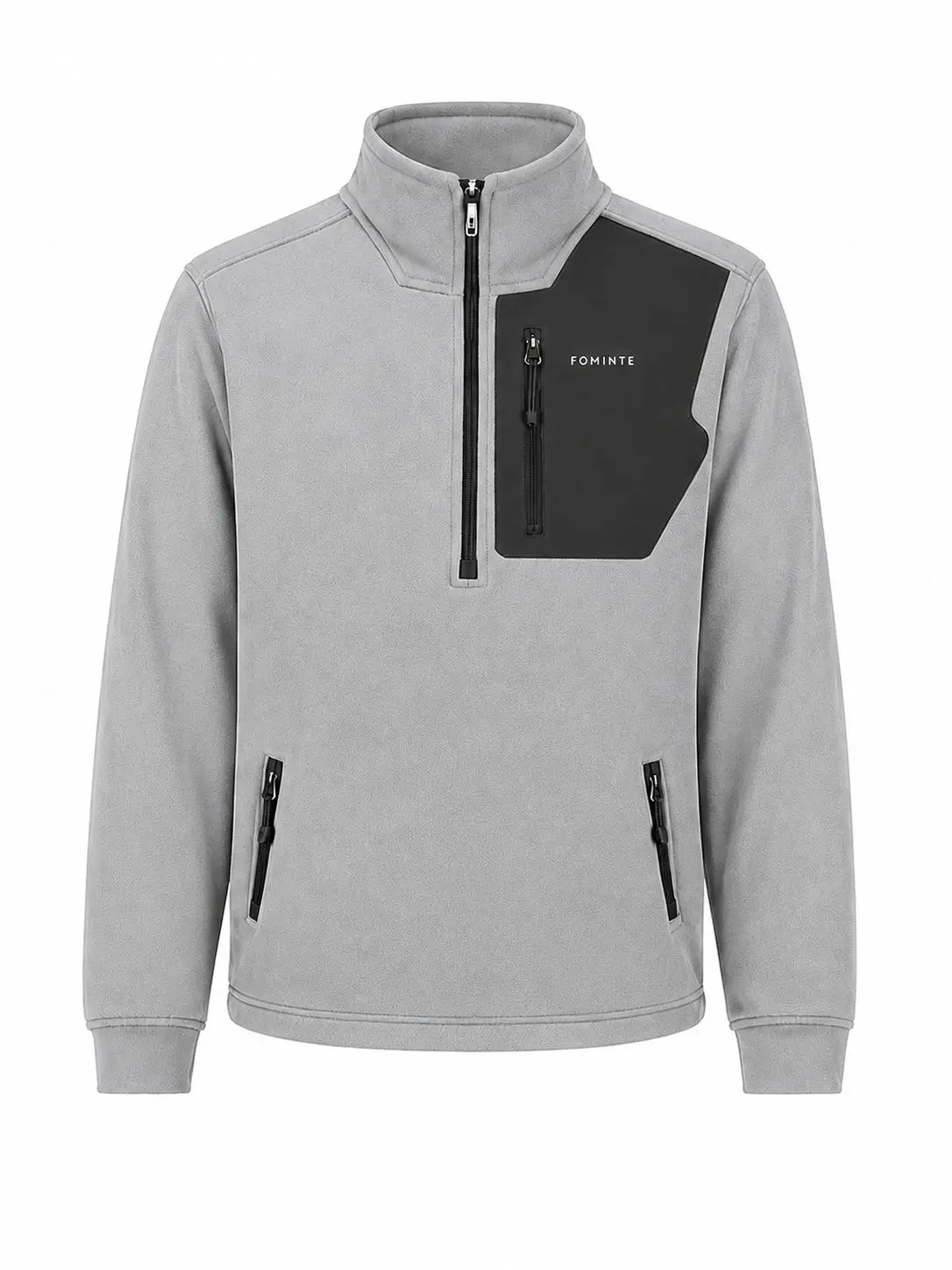 Sudadera polar de senderismo con cuello alto gris