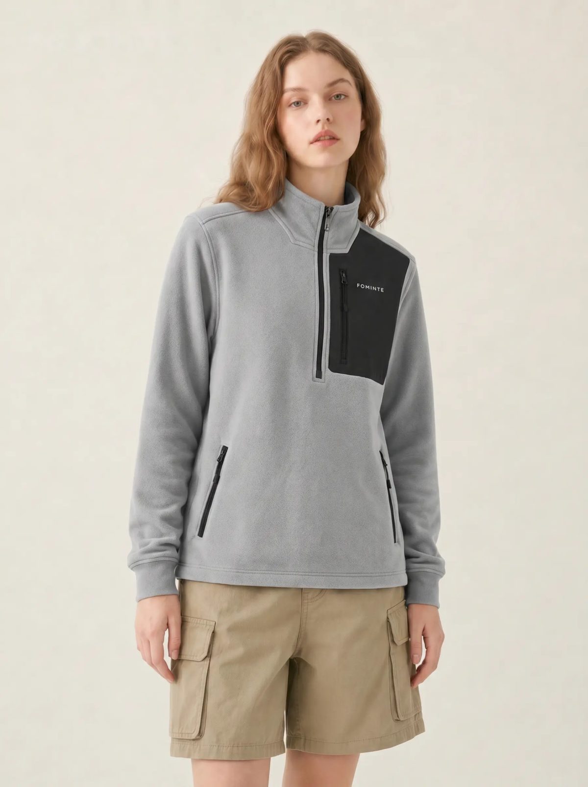 Sudadera polar de senderismo con cuello alto gris, imagen 5