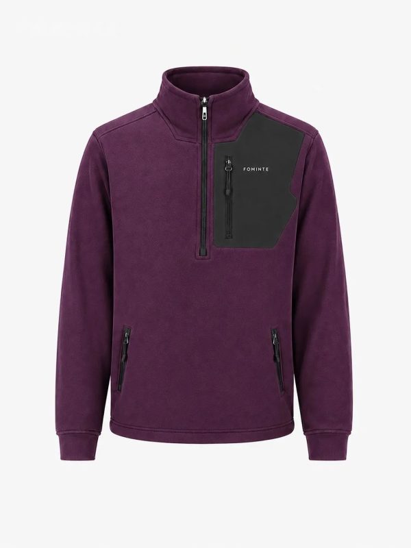 Sudadera polar de senderismo con cuello alto morada