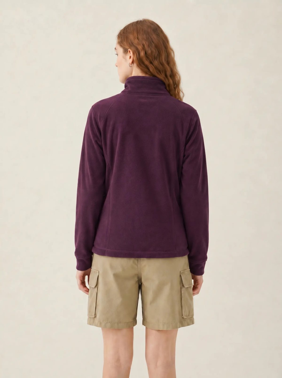 Sudadera polar de senderismo con cuello alto morada, imagen 6